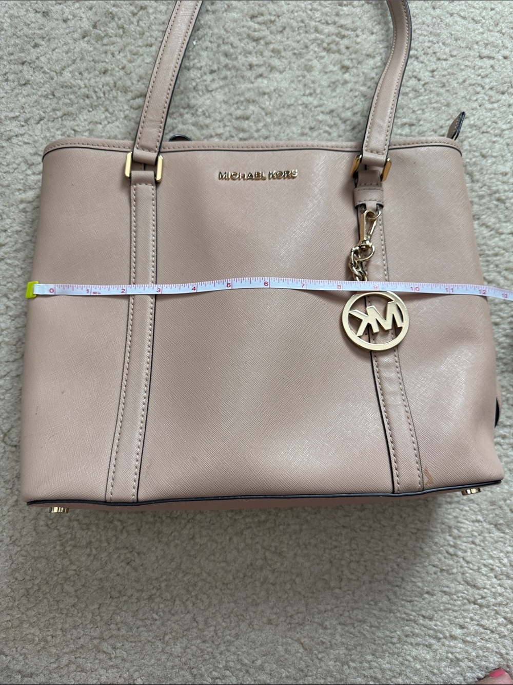 Michael Kors Pale Blush Leather Double-Handle Tote - Picture 11 of 14